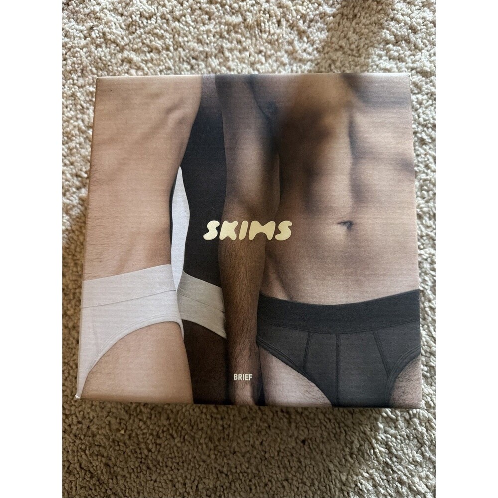 Skims Men's Cotton Briefs 2X 44-46 Waist New In BOX 3 Pack White/Chalk Underwear